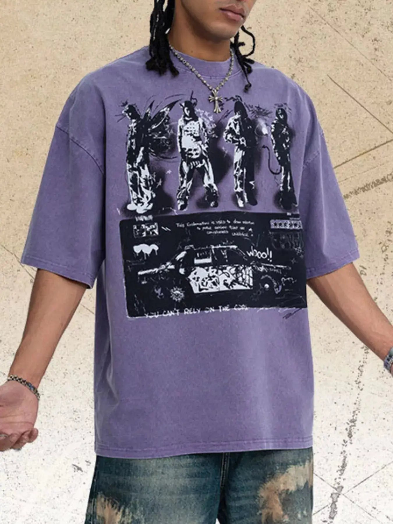 Men's Vintage Graphic Round Neck T-Shirt by Trendsi