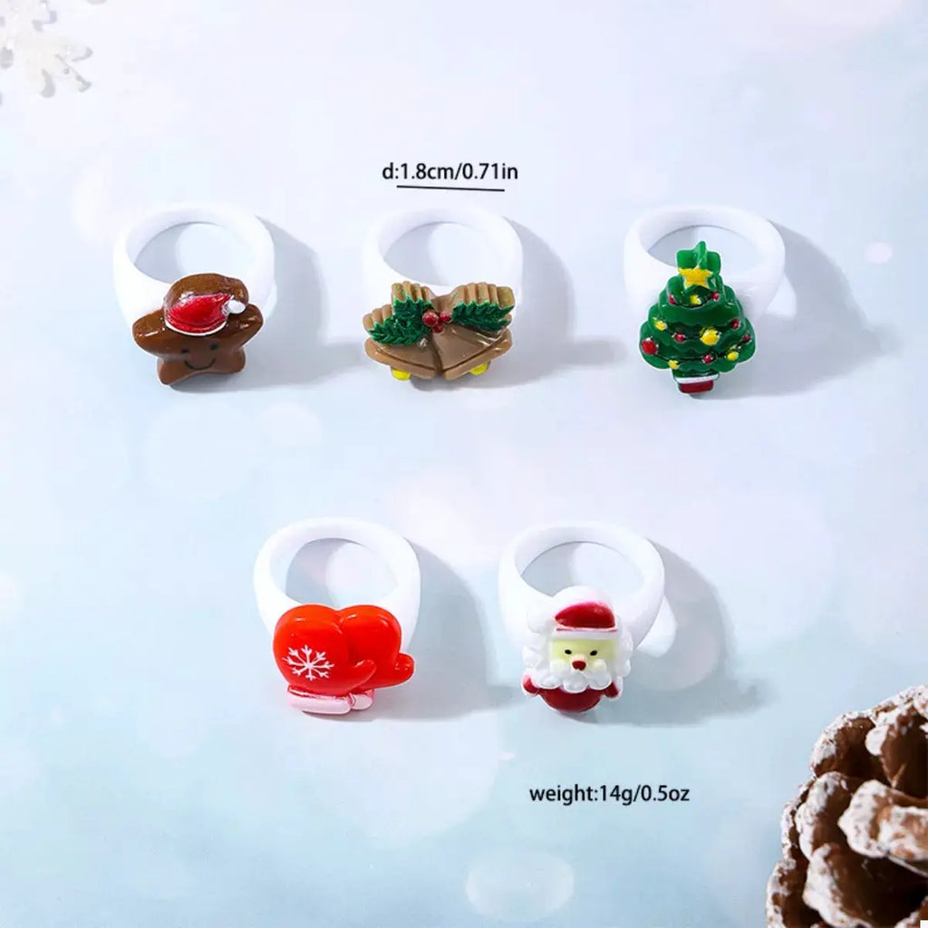 5 Piece Christmas-Themed Rings by Trendsi