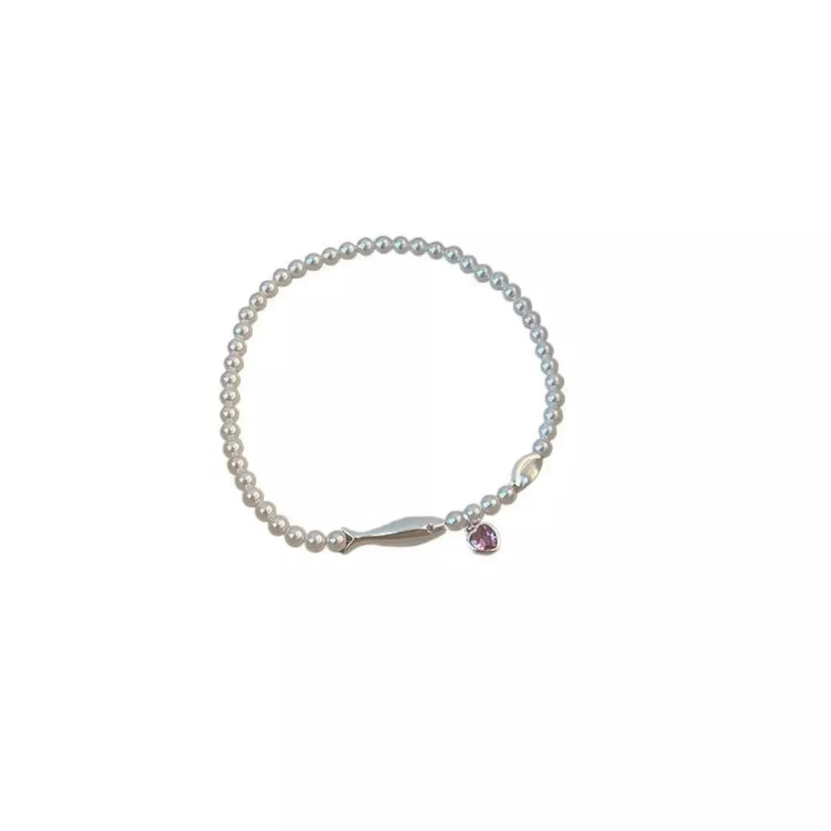 Pearl Fish Bracelet with Heart Charm by Trendsi
