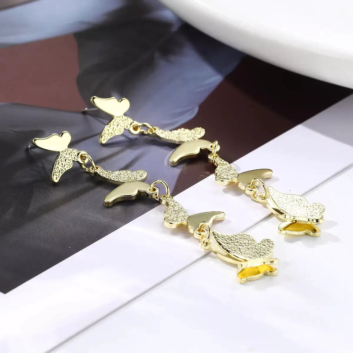 18K Gold-Plated Alloy Butterfly Earrings by Trendsi