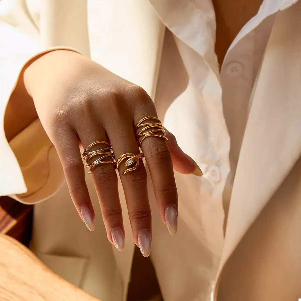 Two-Tone Open Ring by Trendsi