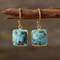 Square Copper Drop Earrings by Trendsi