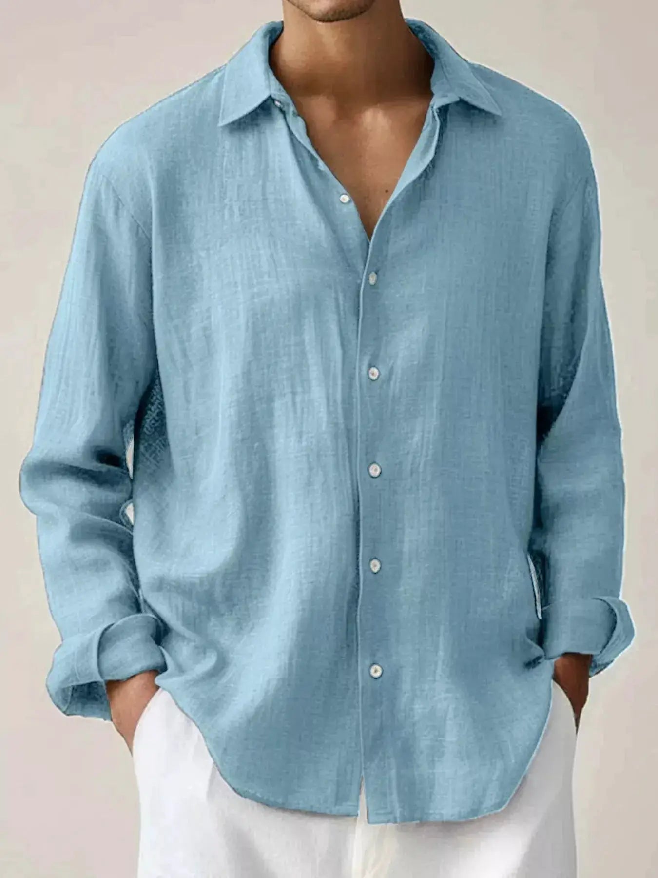 Men's Full Size Button Up Long Sleeve Shirt Plus Size by Trendsi