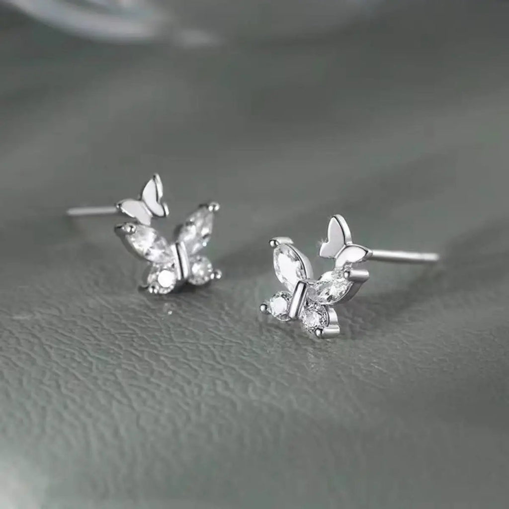 925 Sterling Silver Butterfly Stud Earrings by Trendsi