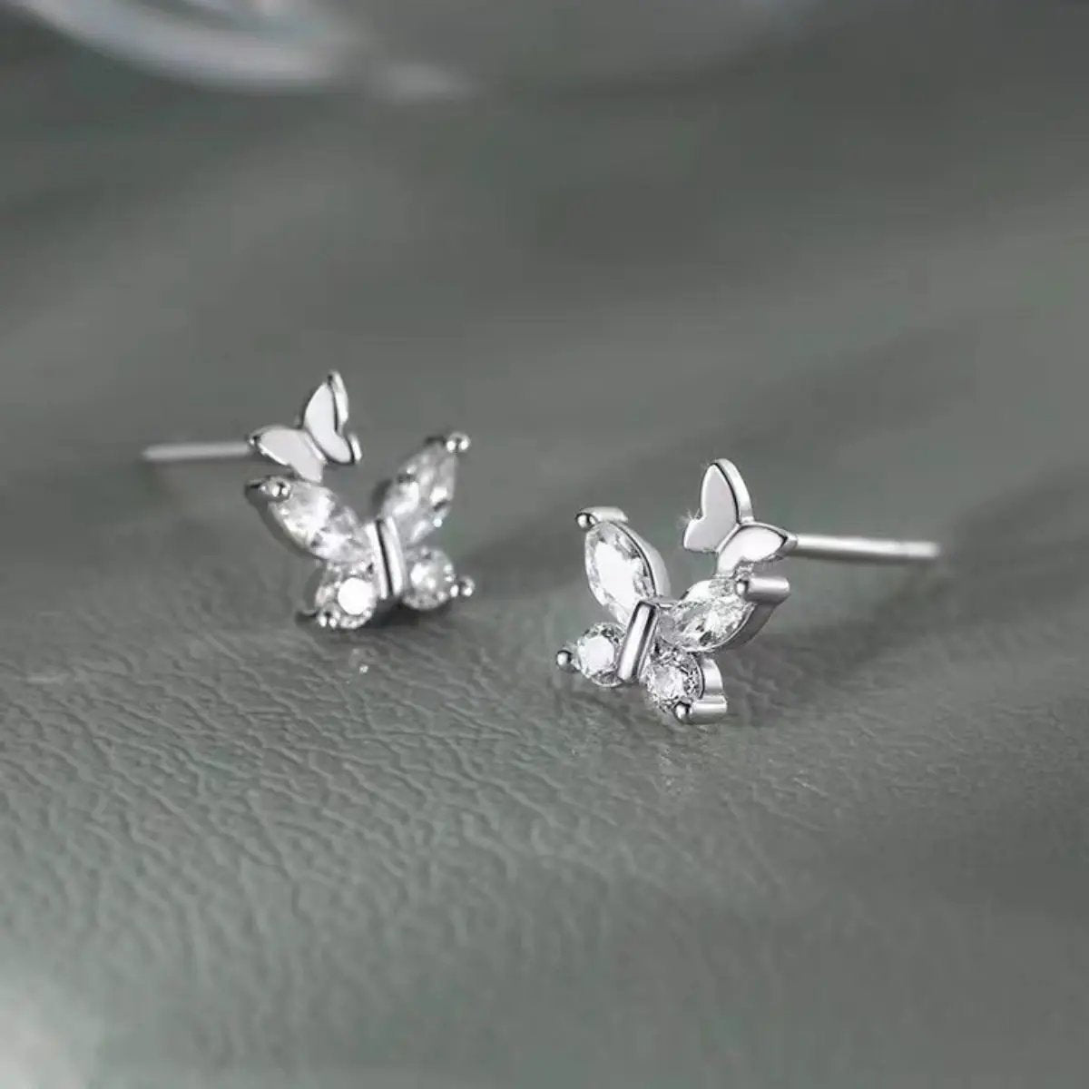 925 Sterling Silver Butterfly Stud Earrings by Trendsi