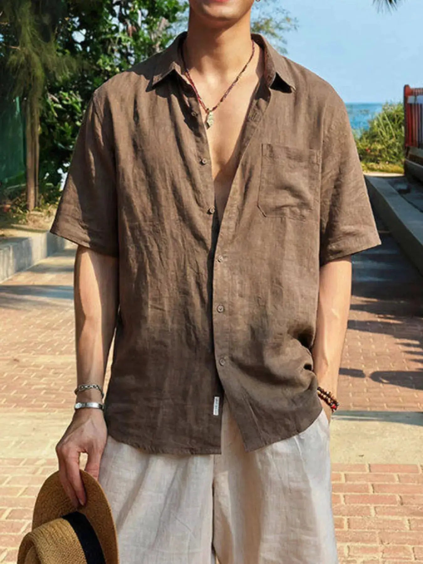 Men's Plus Size Casual Short-Sleeve Shirt by Trendsi