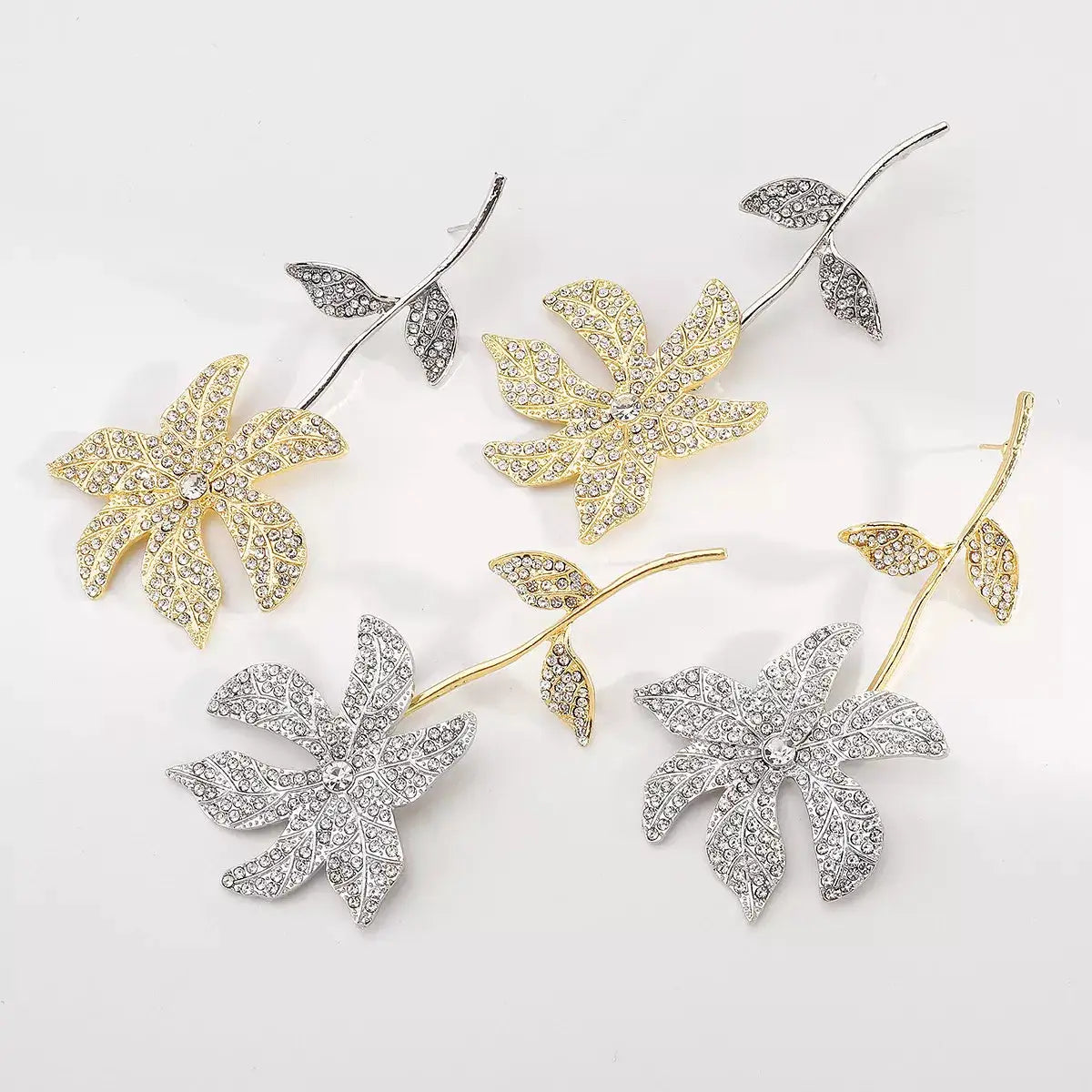 Rhinestone Flower Dangle Earrings by Trendsi