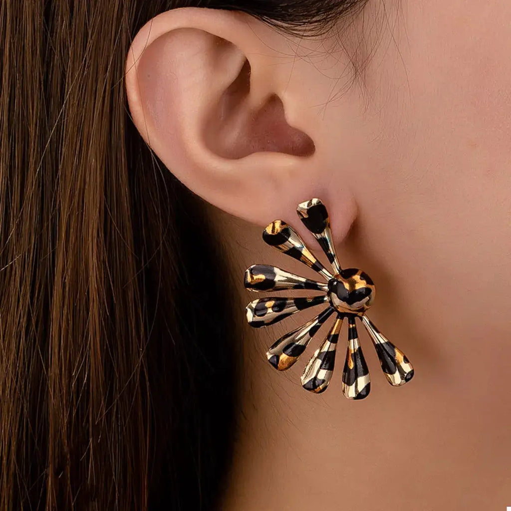 Leopard Print Fan-Shaped Earrings by Trendsi
