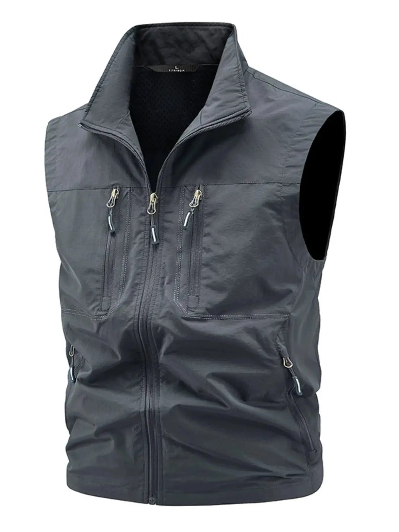 Men's Plus Size Lightweight Multi-Pocket Outdoor Vest by Trendsi
