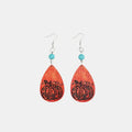 Turquoise Wooden Pumpkin Teardrop Earrings by Trendsi
