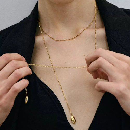 18K Gold-Plated Y-Shaped Necklace by Trendsi