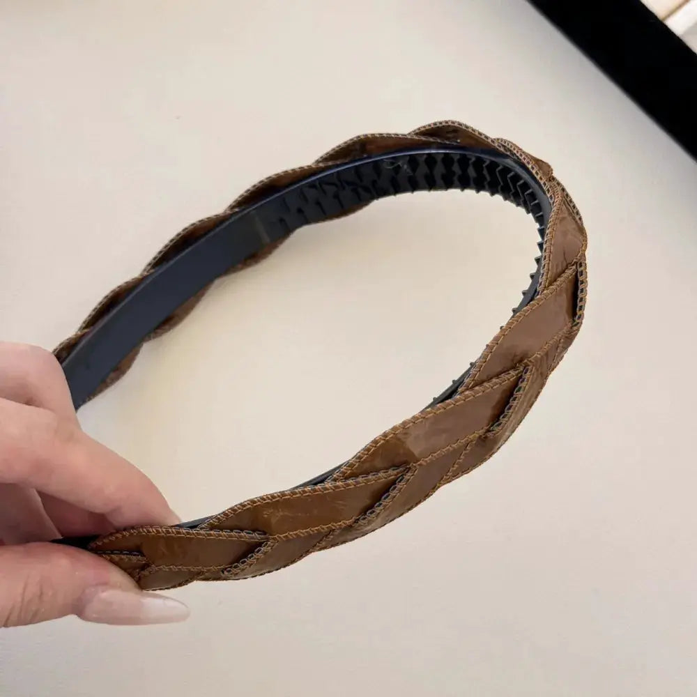 PU Leather Braided Hair Headband by Trendsi