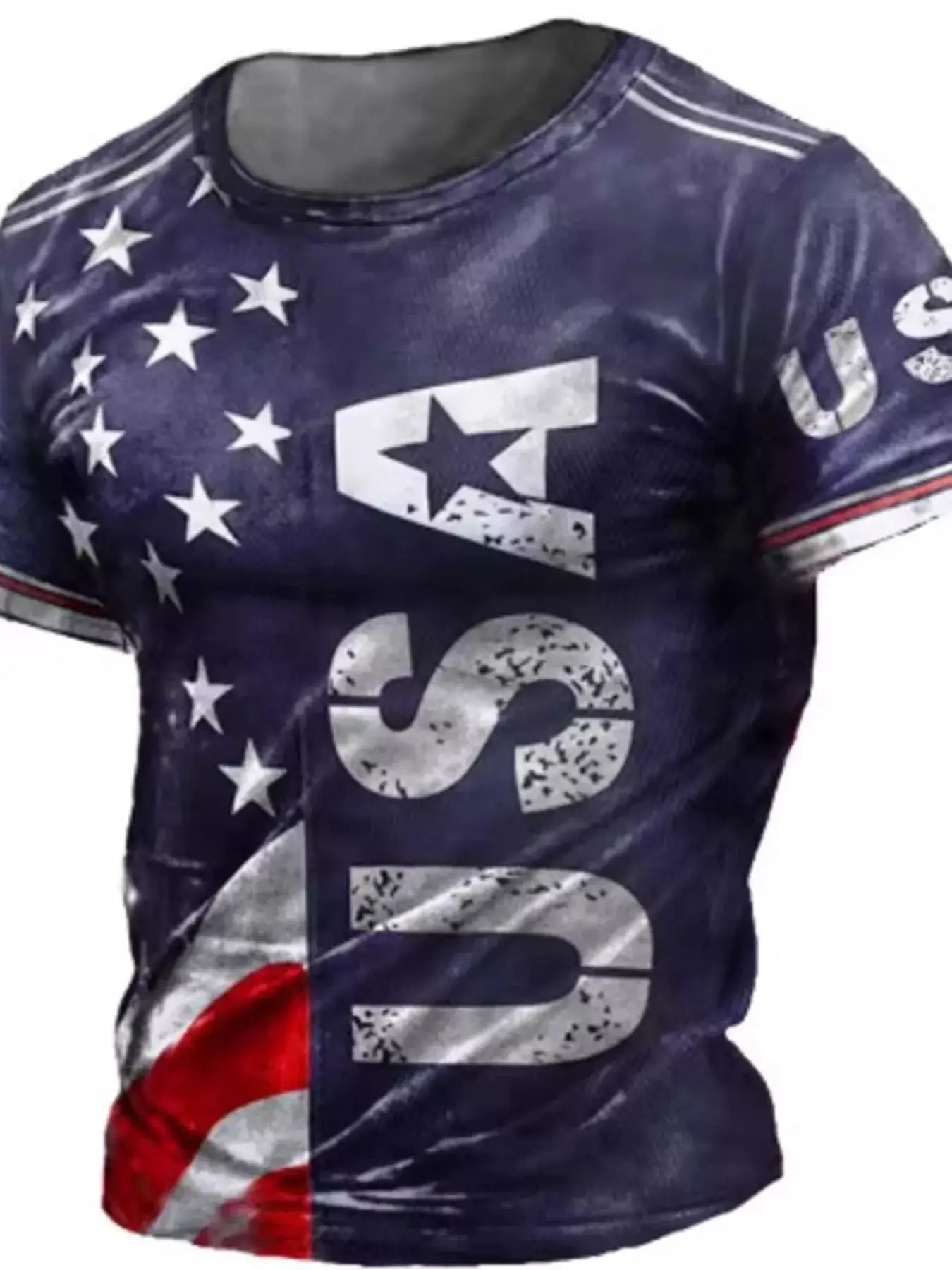 Men's Full Size USA Flag Print T-Shirt Plus Size by Trendsi