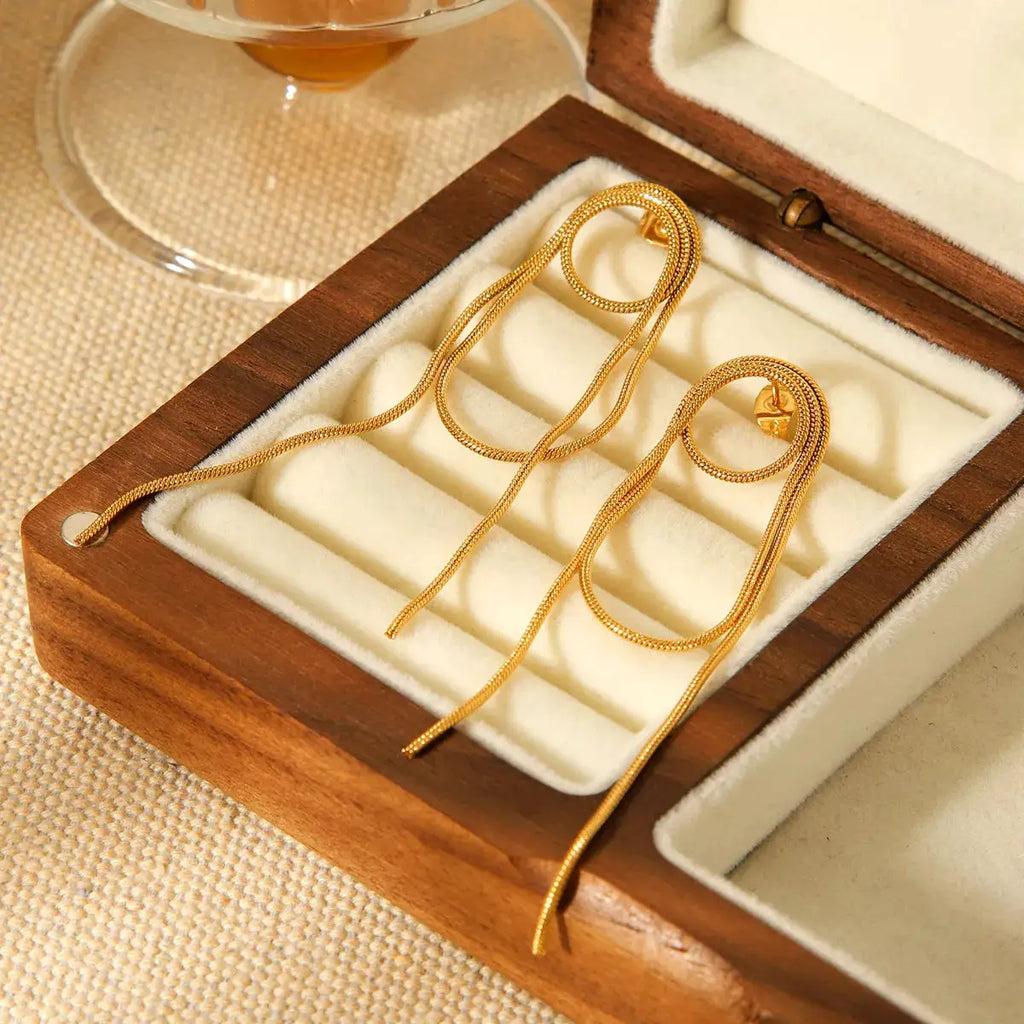 18K Gold-Plated Hoop Chain Earrings by Trendsi