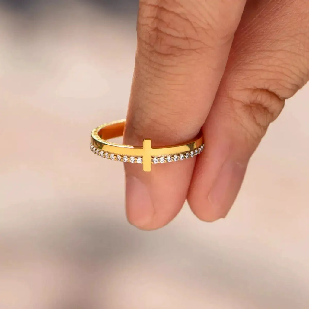 925 Sterling Silver Cross Ring by Trendsi