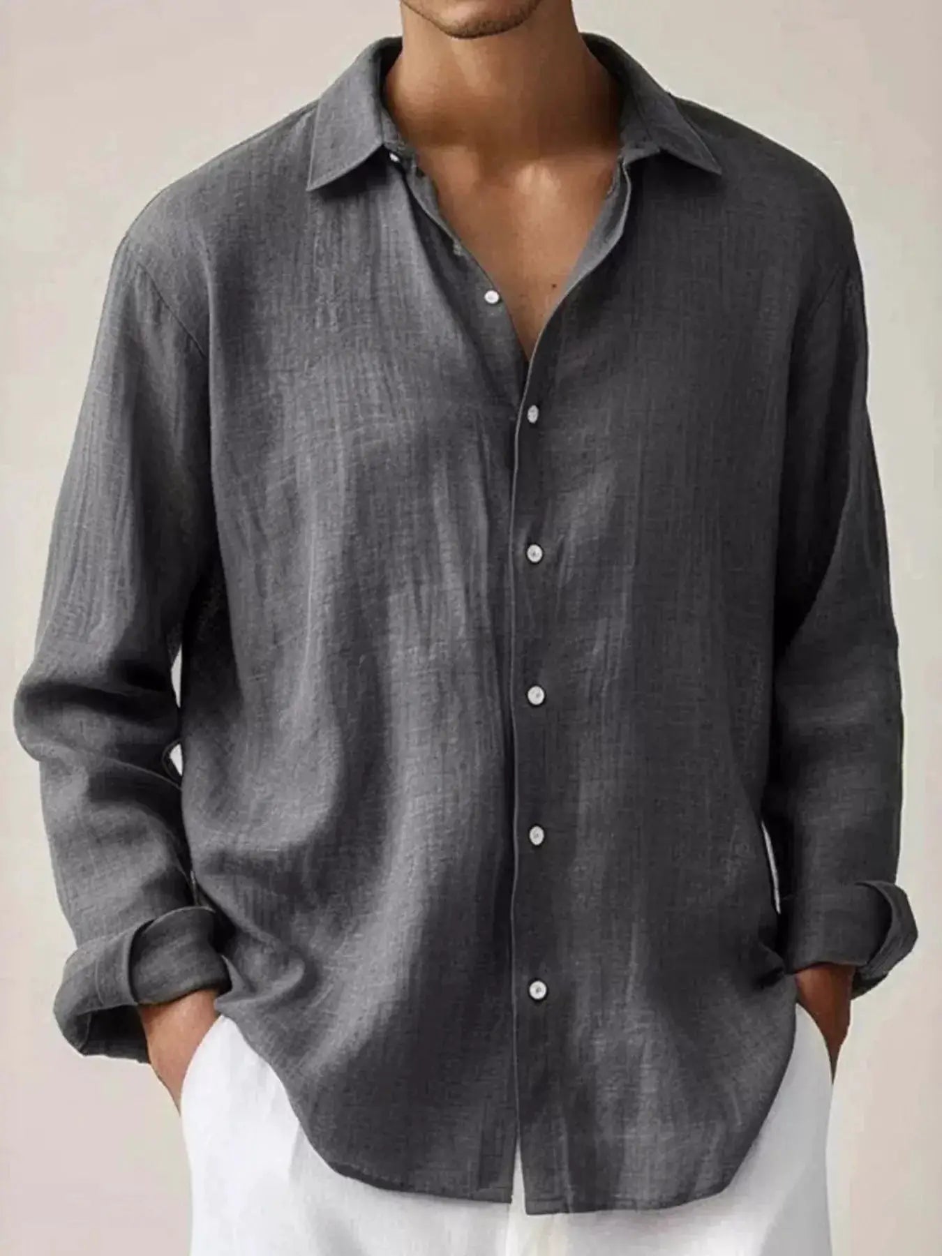 Men's Full Size Button Up Long Sleeve Shirt Plus Size by Trendsi