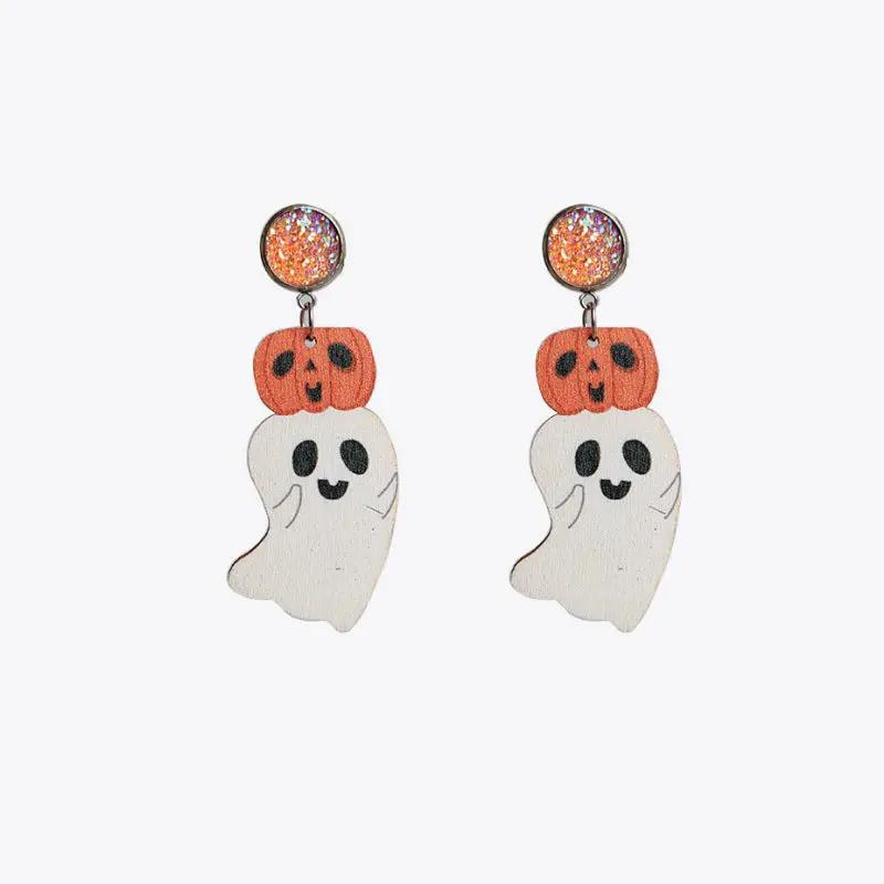Ghost Shape Wooden Dangle Earrings by Trendsi