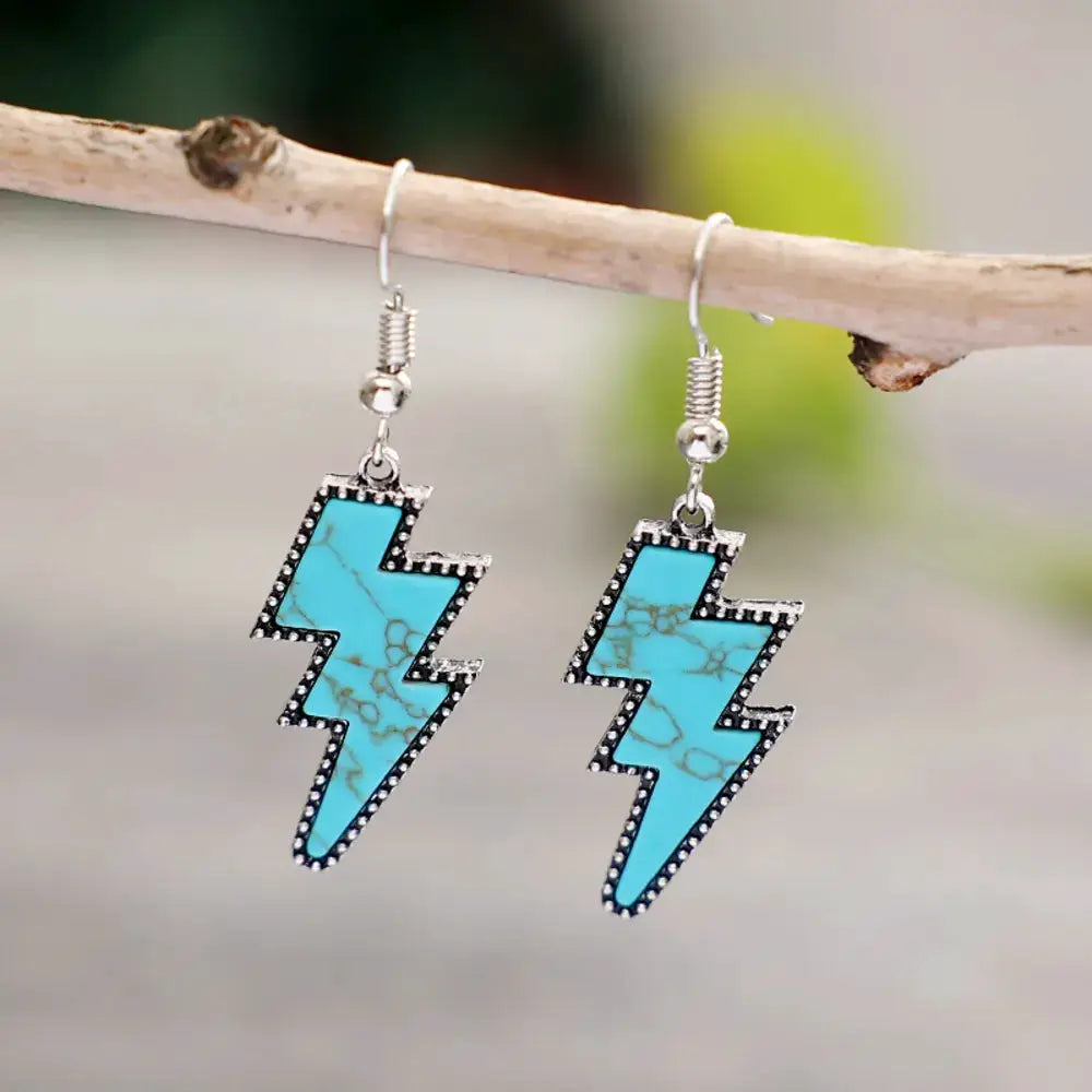 Artificial Turquoise Lightning Dangle Earrings by Trendsi