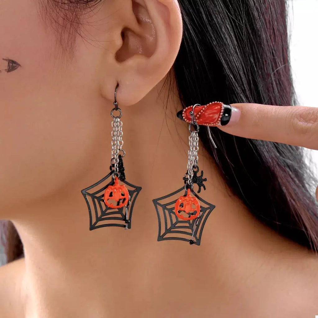 Halloween Spider Web Earrings by Trendsi