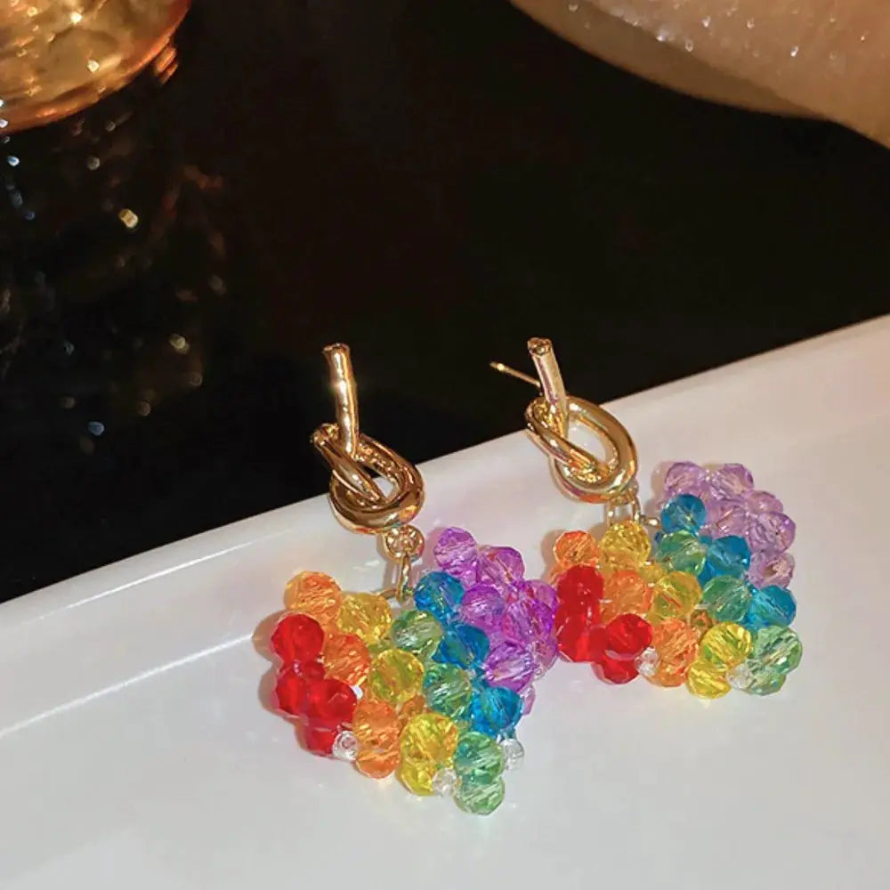 Contrast Crystal Bead Earrings by Trendsi