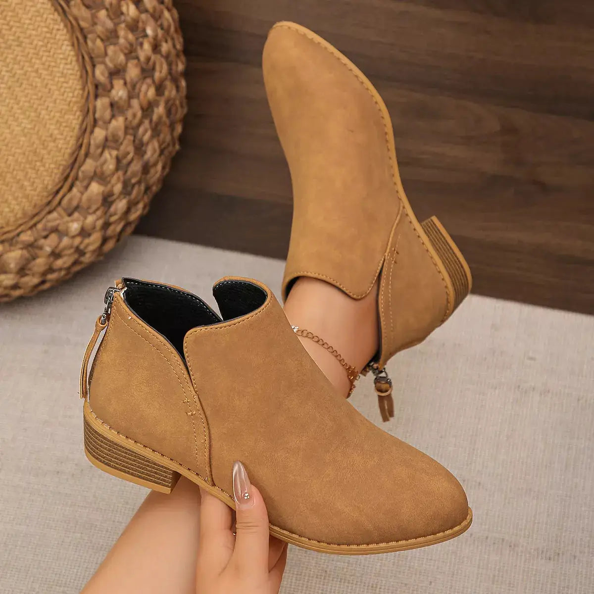 Point Toe Block Heels Boots by Trendsi