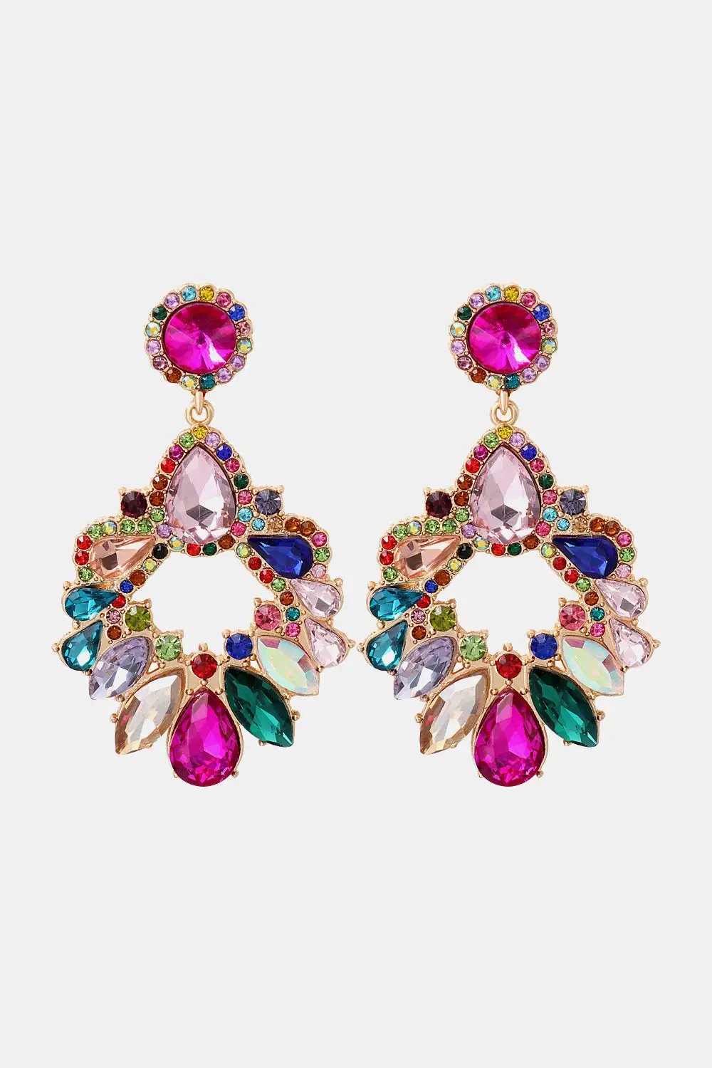 Zinc Alloy Frame Glass Stone Dangle Earrings by Trendsi