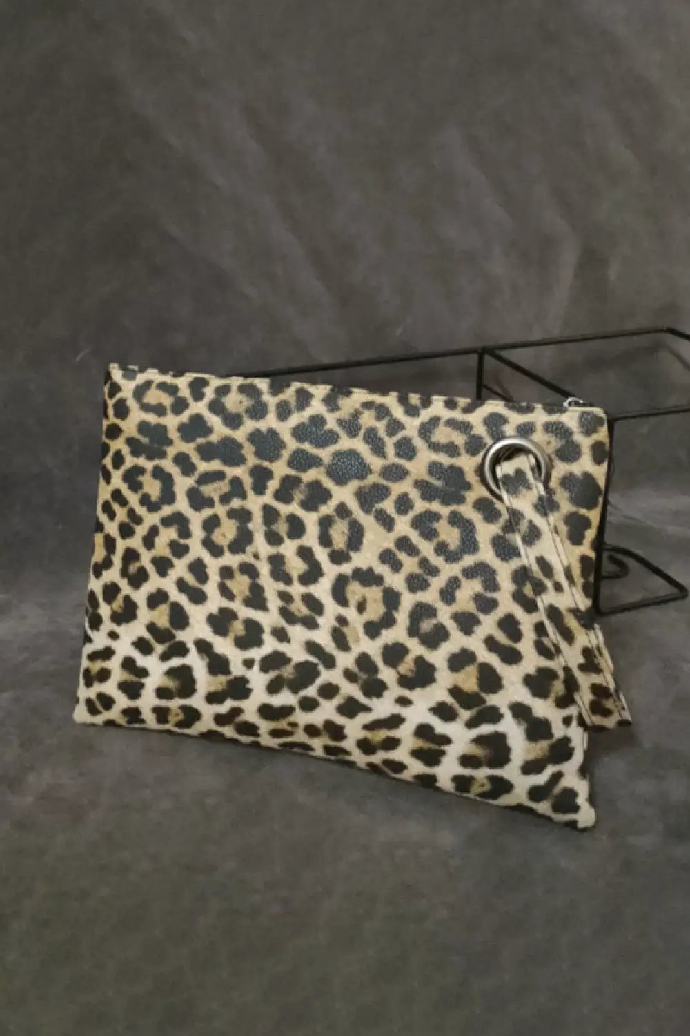 Leopard PU Leather Clutch by Trendsi