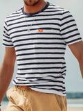 Men's Full Size Striped Pocket Short Sleeve T-Shirt Plus Size by Trendsi