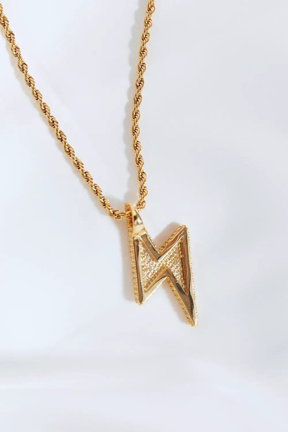 Brass Lightning Pendant Necklace by Trendsi