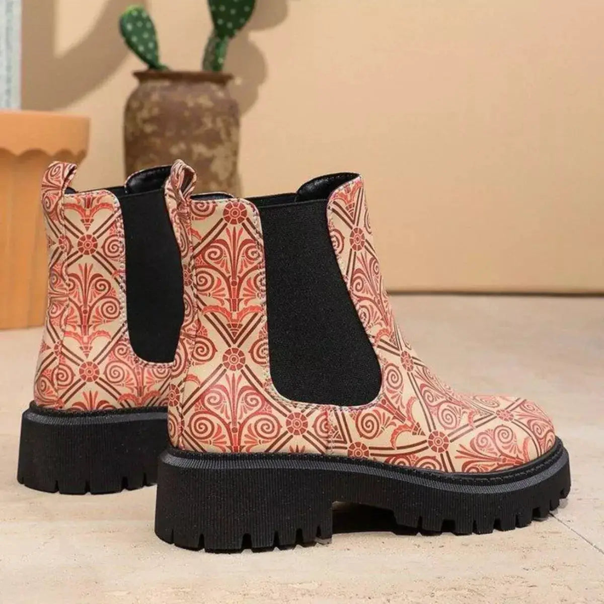 Round Toe Chunky Heel Ankle Boots by Trendsi