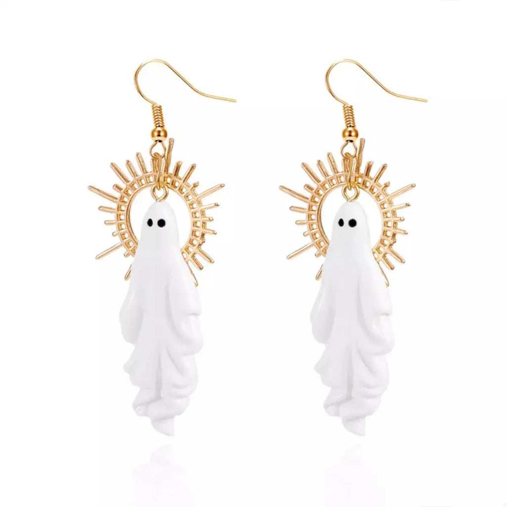 Halloween Sunburst Ghost Drop Earrings by Trendsi