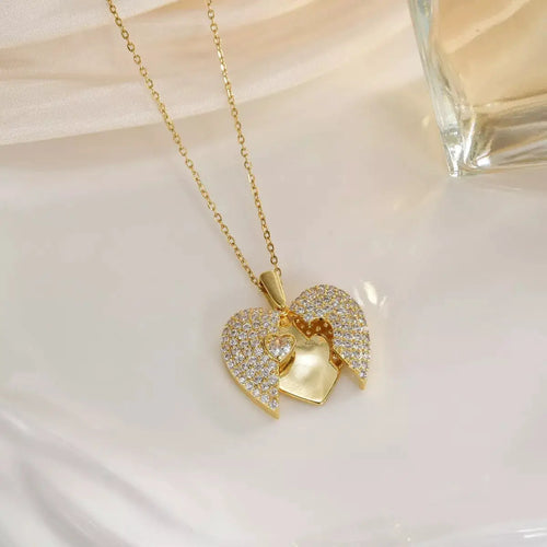 18K Gold-Plated Heart Locket Necklace by Trendsi