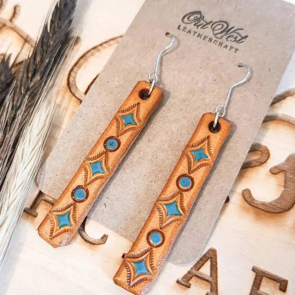 Geometric Leather Bar Earrings by Trendsi