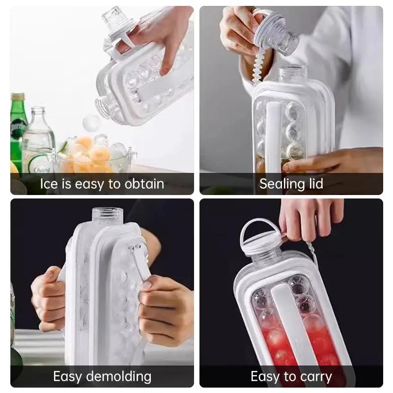2-in-1 Portable Folding Ice Ball Maker Bottle, Silicone Freezer Ice Mold & Water Bottle for Cocktails, Travel, Gym by eprolo