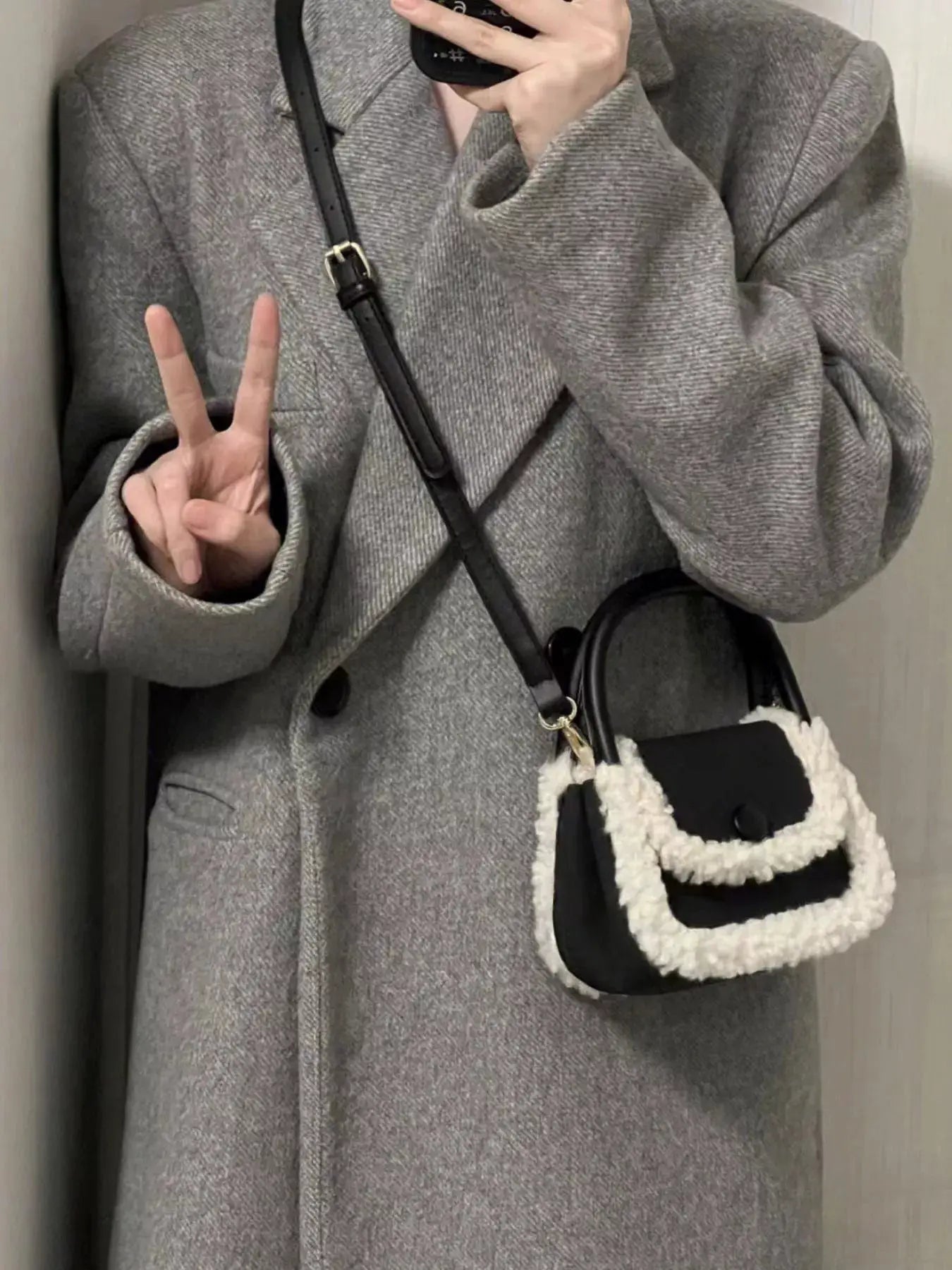 Fluffy Trim Mini Crossbody Bag by Trendsi