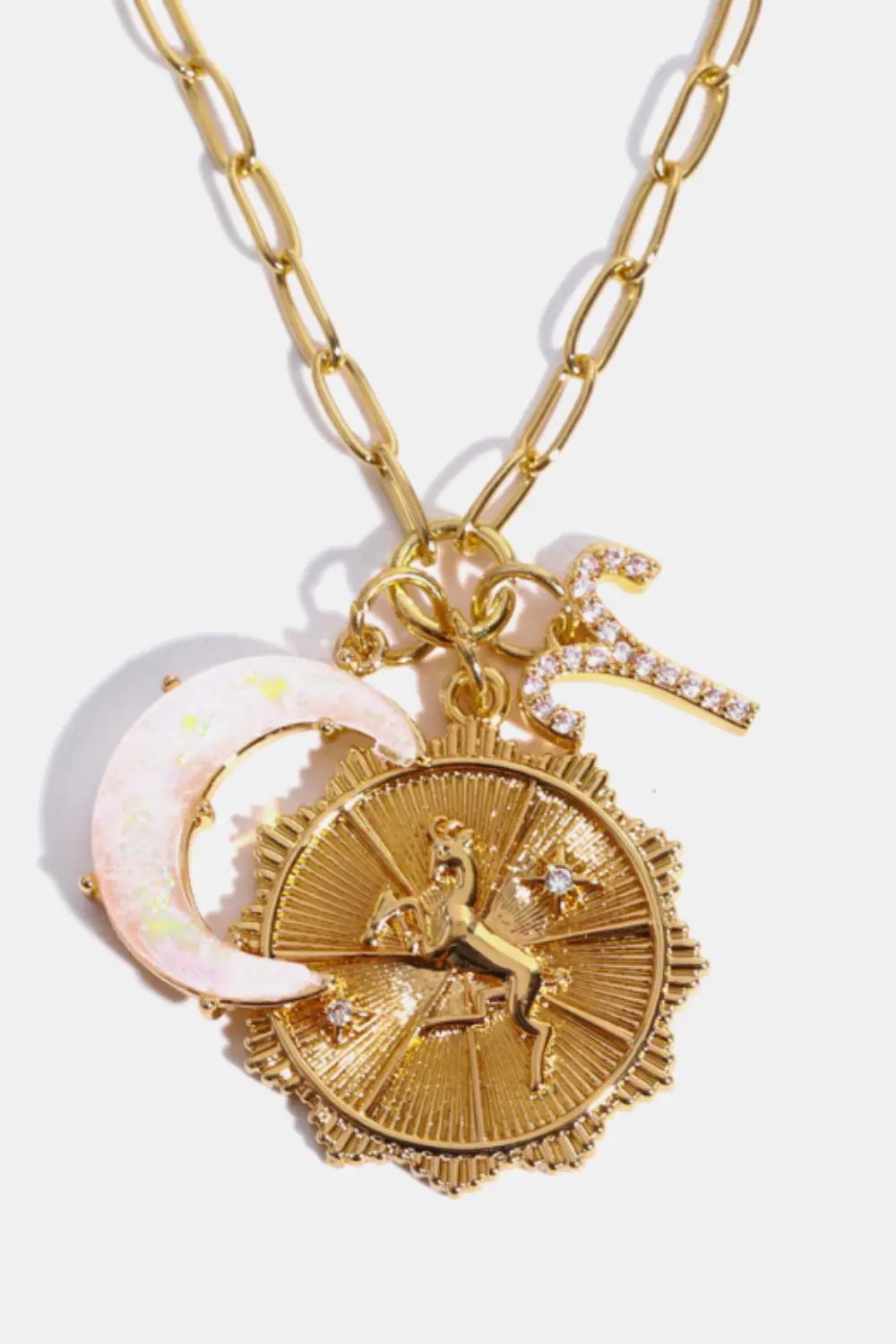 Constellation and Moon Pendant Copper Necklace by Trendsi