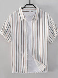 Men's Plus Size Striped Button Up Shirt by Trendsi