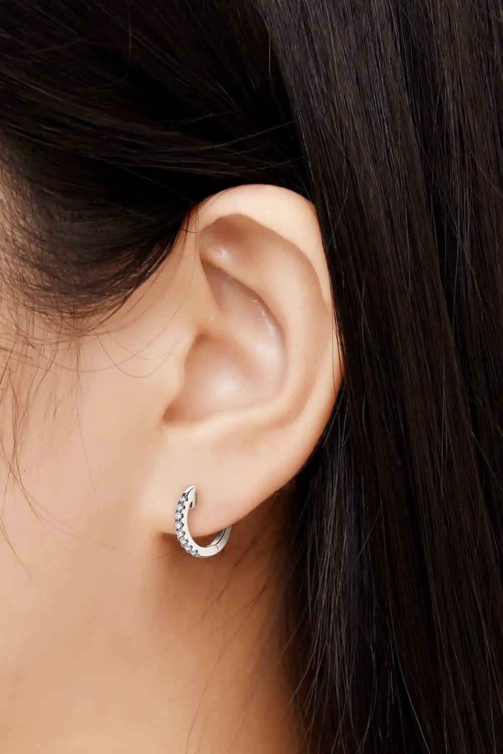 Moissanite 925 Sterling Silver Huggie Earrings by Trendsi