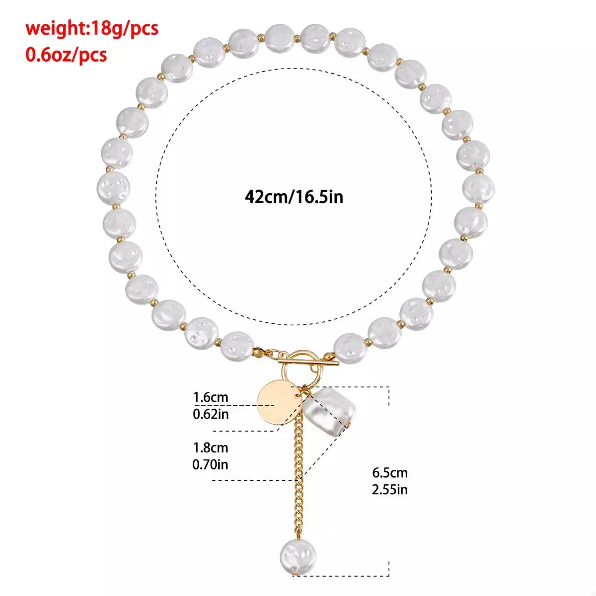 18K Gold-Plated Pearl Drop Necklace by Trendsi