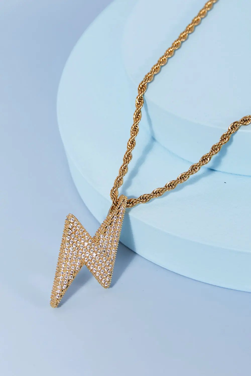 Brass Lightning Pendant Necklace by Trendsi