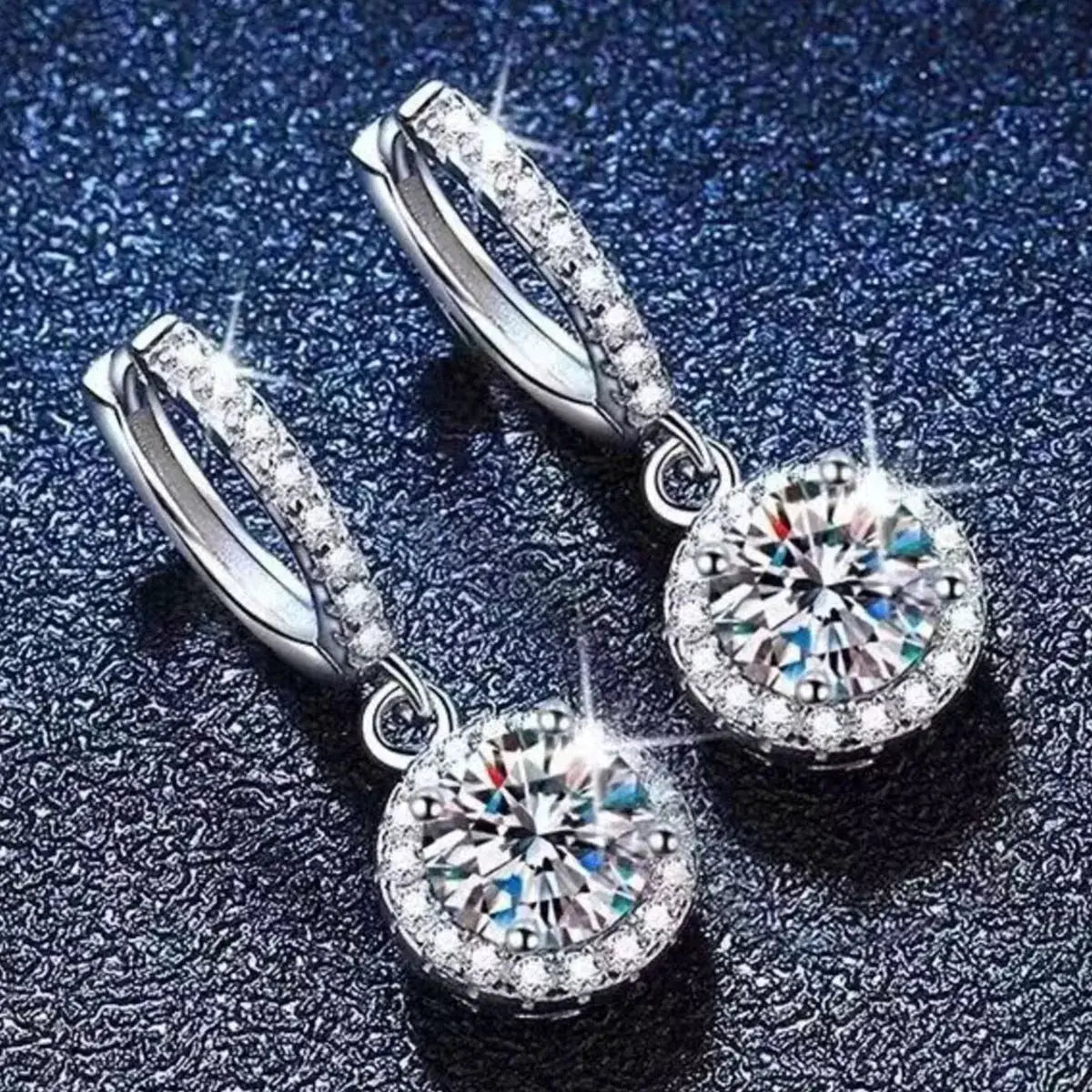 1 Carat 925 Sterling Silver Moissanite Hoop Drop Earrings by Trendsi