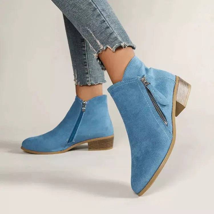 Point Toe Block Heels Boots by Trendsi