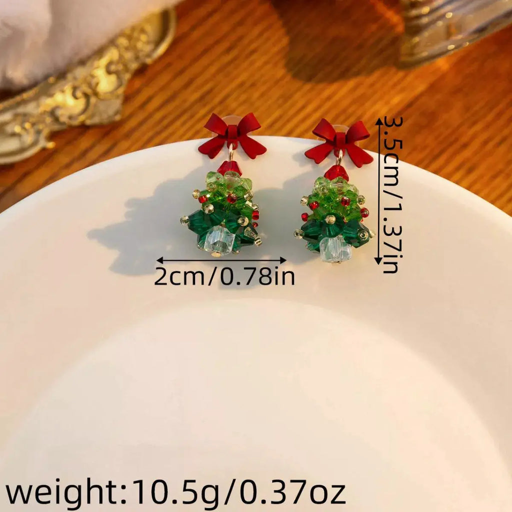 Christmas Tree Bowknot Dangle Earrings by Trendsi