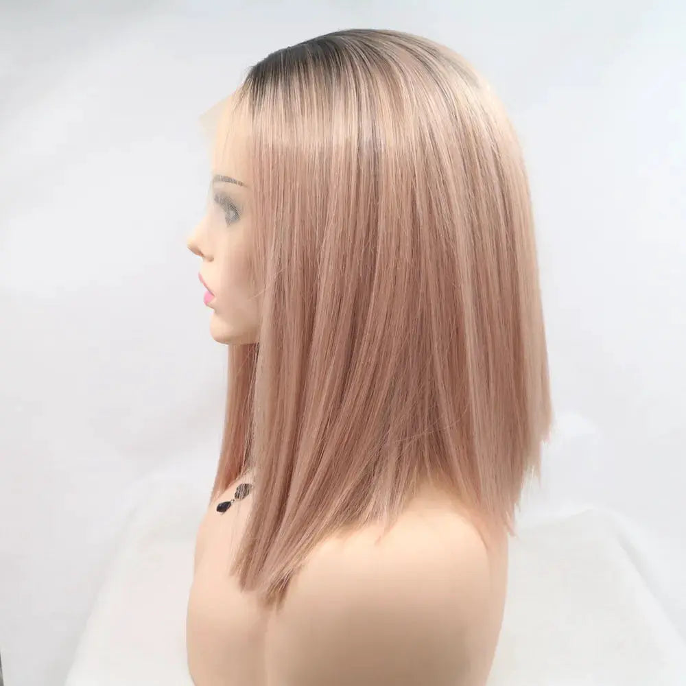 13*3" Lace Front Wigs Synthetic Mid-length Straight 12" 130% Density by Trendsi