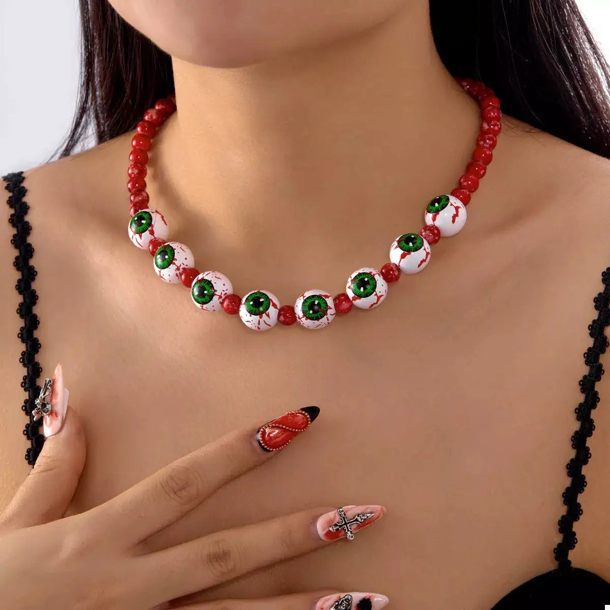 Halloween Beaded Necklace and Bracelet Jewelry Set by Trendsi