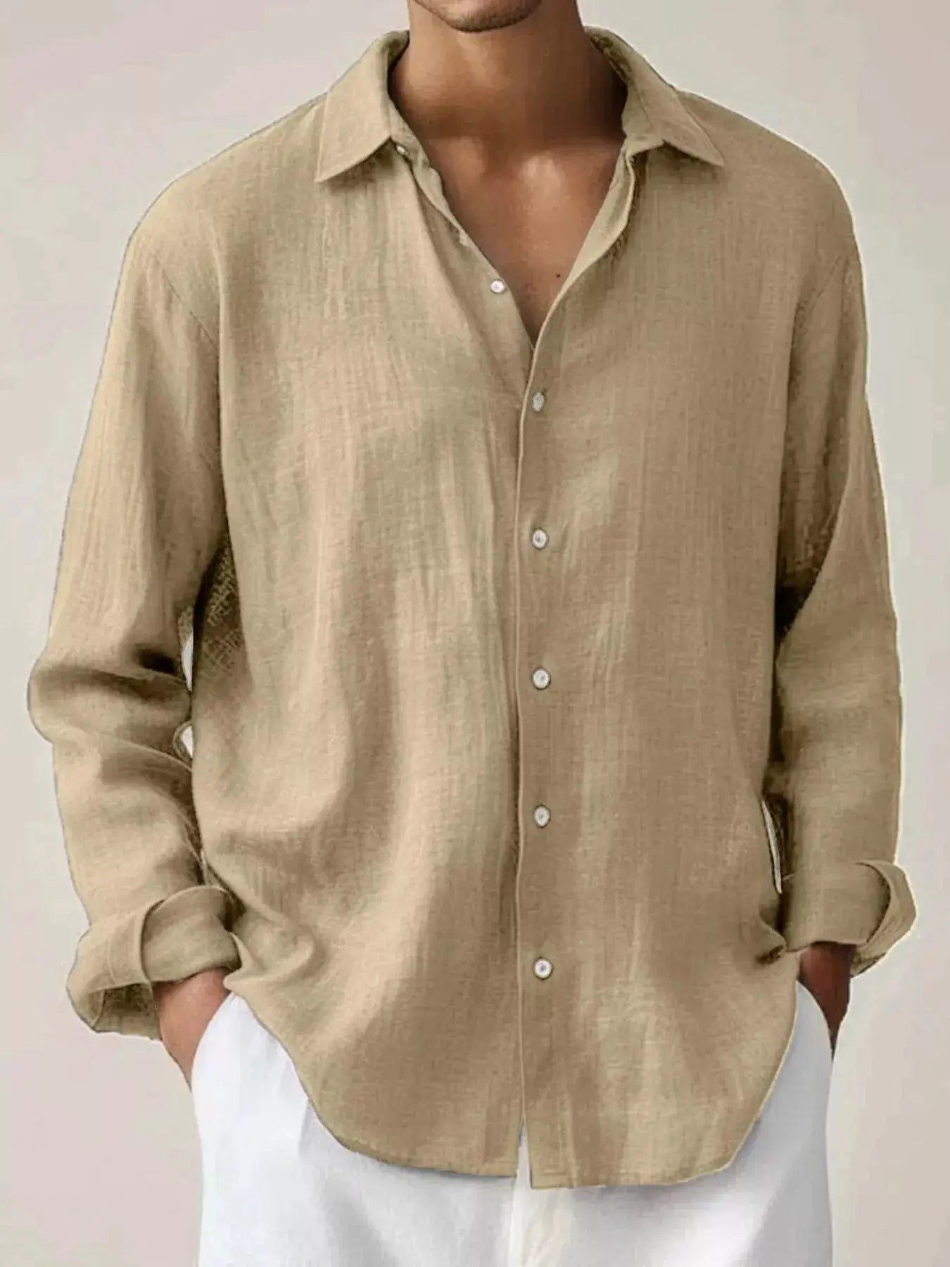 Men's Full Size Button Up Long Sleeve Shirt Plus Size by Trendsi