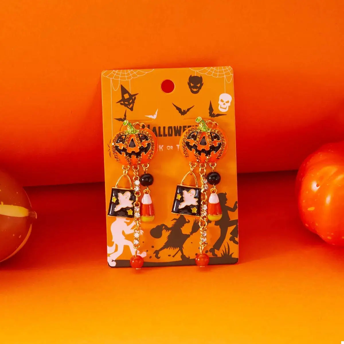 Halloween Pumpkin Drop Earrings by Trendsi