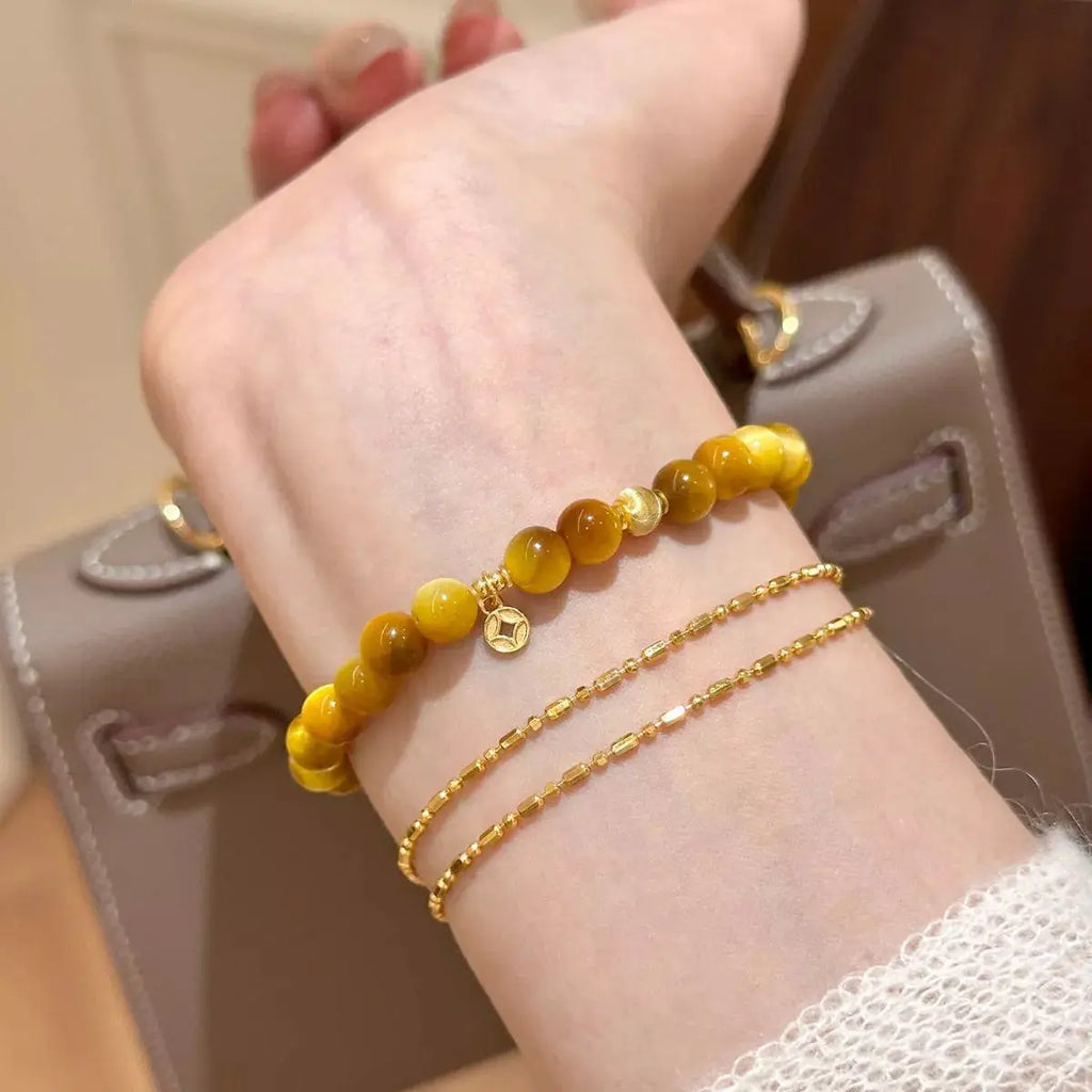 Tiger Eye Beaded Bracelet by Trendsi
