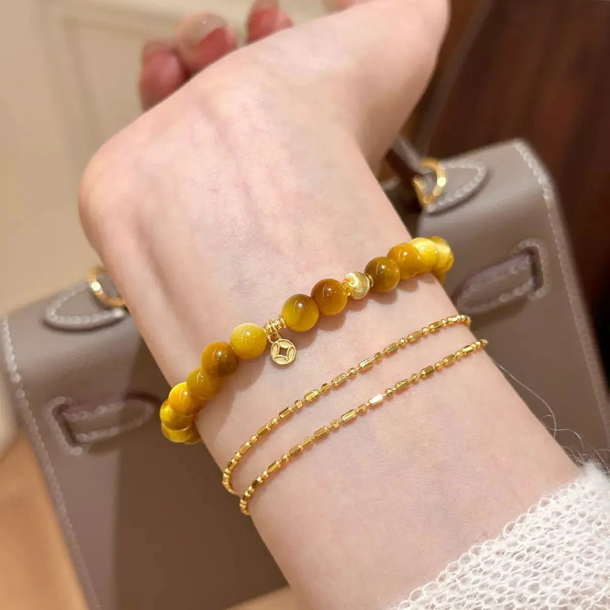 Tiger Eye Beaded Bracelet by Trendsi