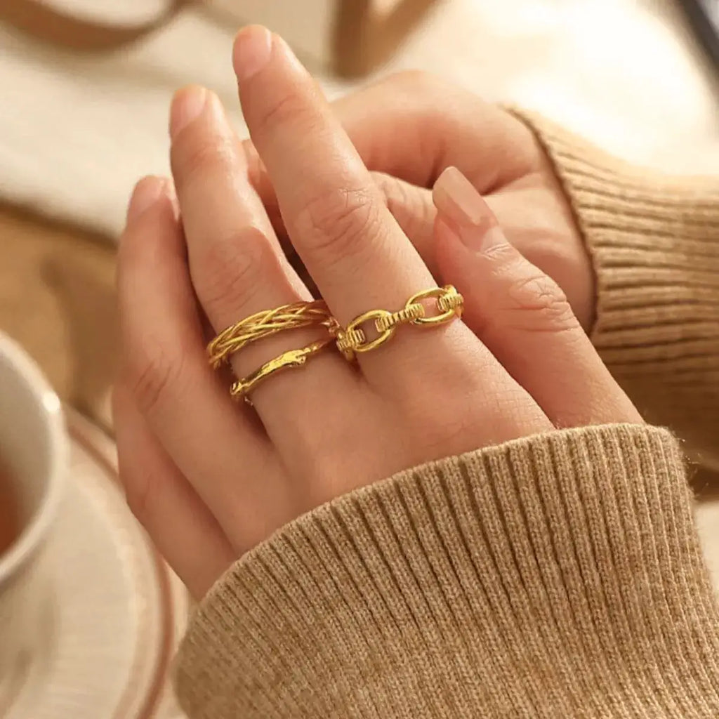 18K Gold-Plated Open Ring by Trendsi